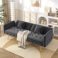 Sofa lova, sulankstoma sofa su 3 pakopų atlošu ir 8 pakopų porankiais, namų sofa mažiems butams ar bendrabučiams, senai pilka