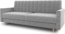 Sofa lova "Sara" - sofa su miego funkcija ir lovos dėže, sofa lova su "Wave Spring", sofa lova su medinėmis kojelėmis, gamintojo sofa, sofos komplektas, veliūras (pilka (Paros 05))