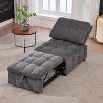 Sofa-lova su reguliuojamu atlošu, sofa su sėdynės gylio reguliavimu, ritininė, miegamoji kėdė, sofa, kušetė, audinys, pilka, 192 x 68 x 52 cm
