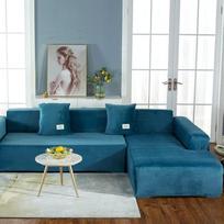 Sofos dangtelis 4 sėdynės + 4 sėdynės Sekcinė sofa apima 2 dalių L formos sofos dangteliai Baldų apsauga Stretch Couch apsauginis dangtelis Lake Blue