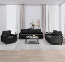 Sofos komplektas, Fotelis sofa su pagalve, Sofa svetainės sofa su porankiais, Sofos komplektas, Dizainerio sofa, Sėdimieji baldai, Minkšti baldai, Juoda, su pagalvėlėmis