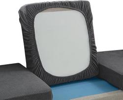 Sofos sėdynės pagalvėlės užvalkalas, elastingas tartano spalvos sofos pagalvėlės užvalkalas, universalus sofos užvalkalas, neslystanti sofos sėdynės pagalvėlė, apsauginis užvalkalas, baldų apsauga (tamsiai pilka, Chaise Longue)