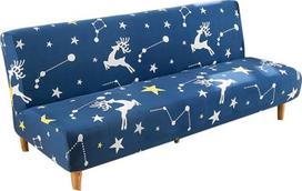 Sofos užvalkalas be porankių Kalėdinis elnias Spausdinti Armless Apsauginis užvalkalas Spandex Stretch minkštas neslystantis Clic Clac Sofos užvalkalas sulankstoma sofa lova be porankių (180-220 cm, mėlyna ir