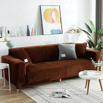 Sofos užvalkalas Sofos apsauga Kampinė sofa L formos ištempiamas pliušinis sofos užvalkalas Sofos užvalkalas tinka visiems metų laikams, universalus sofos užvalkalas 1/2/3/4 sėdimoms vietoms, rudas, 2 sėdimos vietos (145-185 cm)