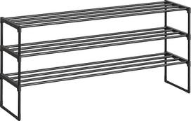 SONGMICS batų stovas 3 pakopų batų stovas Metalinis batų laikymo batų organizatorius vertikalus arba apverstas, skirtas 20-24 porų batų sukrauti prieškambaryje 30 x 117 x 55 cm juodas LSA033B01