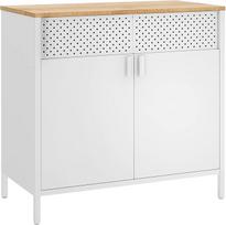 SONGMICS LSC102W57 Metalinė spintelė su dvigubomis durimis, magnetiniu uždarymu, reguliuojama lentyna, plieninis rėmas, 40 x 80 x 76 cm, natūrali smėlio/balta spalva