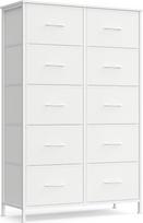 SONGMICS BELLAH Kollektion - Komodos, Schrank, Aufbewahrungsschrank, für Schlafzimmer, Flur, Wohnzimmer, Stahl, 10 Schubladen, modern, wolkenweiß-schneeweiß LGS125WH01