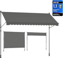 SONGMICS tvirtinama markizė, reguliuojamo aukščio, su rankine rankenėle, apsauganti nuo saulės, skirta balkonui, terasai, sodui, antracito spalvos, 350 x 120 cm, GSA352G02
