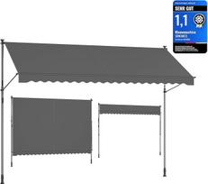 SONGMICS tvirtinama markizė, reguliuojamo aukščio, su rankine rankenėle, apsauganti nuo saulės, skirta balkonui, terasai, sodui, 400 x 120 cm, antracito spalvos, GSA402G02