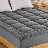 SONIVE Pillow Top Mattress Topper Ultra Thick Fluffy Soft Quilted Breathable Noiseless Hotel Quality with High Quality 1000gsm Alternative Filling Single Grey