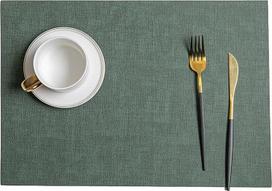 Stačiakampio formos kilimėlių rinkinys, 6 neslystančios karščiui atsparios pailgos kilimėlės virtuvei, namams, restoranui, pietų stalui, 43 x 30 cm, tamsiai žalios spalvos