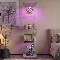 Stiklinė vitrina su LED apšvietimu, baltos spalvos 164,5 x 80,6 x 36,5 cm, užrakinamos stiklinės durys, stiklinė vitrina su 2 LED, 5 mm grūdintas apsauginis stiklas (balta - 1 durys, 4 sluoksniai LED)