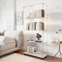 Stiklinė vitrina su LED užraktu ir 2 durimis Pardavimų vitrina Stovinti stiklinė vitrina su užraktu knygoms, kolekcijoms, vynui (balta A, 163 x 78,5 x 35 cm)