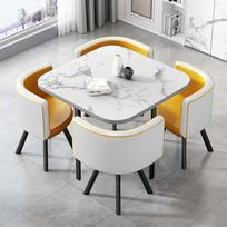 Stilingas apvalaus/kvadratinio valgomojo stalo komplektas su 4 kėdėmis - virtuvės baldai namų biurui ir konferencijų kambariams 80 x 80 x 75 cm, modernus ir elegantiškas dizainas