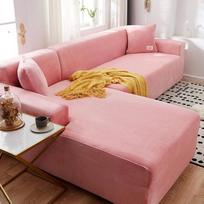 Storas sofos dangteliai 1 2 3 sėdynės Velvet L formos sofos apsauginis dangtelis lengvai priglunda prie tempimo elastingo audinio sofos sofos baldų apsauga 3 sėdynės + 3 sėdynės rožinė
