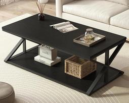 Svetainės staliukas sofai Modernus medinis kavos staliukas su laikymo vieta Svetainės staliukas Tvirtas sofos staliukas Minimalistinis 120 cm kavos staliukas su lentynomis X-Struts Vintage Brown House Table Black