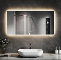 SVNR Vonios veidrodis - 120 x 60 cm LED kosmetinis veidrodis su 4 mm stiklu be vario, aliuminio rėmeliu, dvigubu jutikliniu valdymu, 3000 K - 6400 K, LED išmanusis veidrodis
