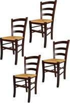 t m c s "Tommychairs Venezia" virtuvės ir valgomojo kėdės, tvirtos konstrukcijos, pagamintos iš lakuoto buko medienos, tamsiai riešutų rudos spalvos, su šiaudų spalvos sėdynėmis, 4 vnt.