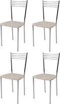 t m c s Tommychairs - 4 modernių Elenos virtuvės ir valgomojo kėdžių rinkinys, tvirtas chromuoto plieno rėmas, medinė anilino baltos spalvos sėdynė