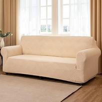 TIANSHU Žakardinis elastingas fotelio užvalkalas - elastingas sofos užvalkalas, skalbiamas, neslystantis fotelio užvalkalas, elastingas 3 vietų sofos užvalkalas (Polka Dot raštas, smėlio spalvos)