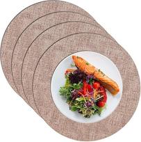 Tischset mit 4/6/8 runden Tischsets aus Kunstleder, rutschfest, waschbar, hitzebeständig, for Küche und Esszimmer (9, 6er-Set)(Pink, Set of 4)