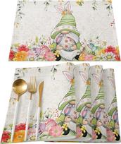 Tischset Platzset, 4er Set Tischset Ostern, Ostern Deko Tisch für Frühling & Osterzeit, Oster Tischsets mit Hasenmotiv, Tischdeko für Küche & Esszimmer, 33x48cm