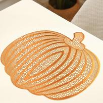 Tischsets Platzsets, 10er Set Hohles Kürbismuster Platzsets, Küchen-Tischsets für Esstisch, Orange, 36x36cm