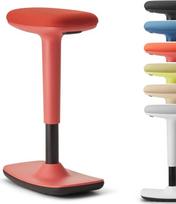 TREND OFFICE "Dauphin To-Swift", stovima sėdynė, stovima pagalbinė priemonė, biuro taburetė, taburetė su supimo funkcija, neslystanti, ergonomiška ir reguliuojamo aukščio (50-75 cm), skirta sveikam ir aktyviam sėdėjimui, koralų raudonos spalvos