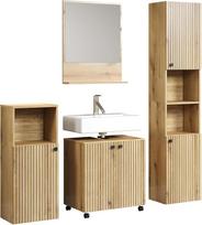 trendteam smart living - Vonios kambario derinys - Vonios kambarys - PureBliss - Matmenys (plotis x aukštis x gylis) 160 x 190 x 40 cm - Spalva "Evoke" ąžuolas su juodais grioveliais - 233701842