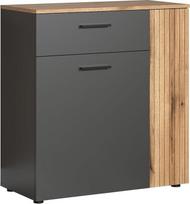 trendteam smart living Esteban komoda antracito / ąžuolo "Evoke" spalvos daugiafunkcinė spintelė su 3 skyriais ir 1 stalčiumi (plotis x aukštis x gylis) 80 x 86 x 38 cm, pilnai ištraukiama