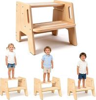 Tritthocker Kinder Zwei-Schritte-Holz-Trittstuhl rutschfest mit Griff bis 200lbs Toilettenhocker für Kinder für Bad Waschbecken Küche Kinderzimmer