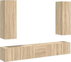 TV Schrank,5-TLG. TV-Schrank-Set Sonoma-Eiche Holzwerkstoff,TV lenta Hängend Schrank Fernsehschrank TV bankas Wohnzimmer Möbel Modern Wandschrank für Wohnzimmer Schlafzimmer