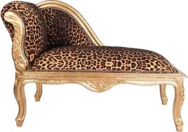 Unbekannt Cat508a16 Canapé Chaise Longue Leopard Gold Palace Stool Minkšta sėdynė Couch Padded Antikvarinis stilius