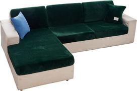 Universalus elastingas aksominis "Chaise Longue" sofos užvalkalas, skirtas sekcijos sofos L formos sofos dangteliui Minkštas L formos sofos užvalkalas su elastingu kraštu (Chaise Longe, žalias)