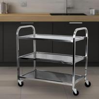 uyoyous Didelis 3 pakopų serviravimo vežimėlis Nerūdijančio plieno virtuvės vežimėlis 950x950x500mm Paslaugų maitinimo sandėliavimo vežimėlis su rakinamais ratukais virtuvei, viešbučiams, restoranams