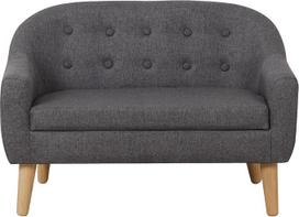 Vaikiška sofa Lininis audinys 2 sėdimos vietos Medinė vaikiška sofa-lovelė (pilka)
