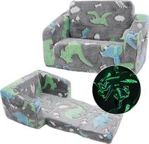 Vaikiška sofa, "2-in-1" vaikiška sofa, išskleidžiama sofa-lova, nuimama ir skalbiama, mini žaidimų sofa berniukų ir mergaičių vaikų kambariui, dinozaurų modelis