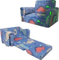 Vaikiška išskleidžiama sofa-lova "2-in-1", šviečianti tamsoje berniukams ir mergaitėms, minkšta vaikiška kėdutė su antklode skaitymo kampeliui, "Dinozauras
