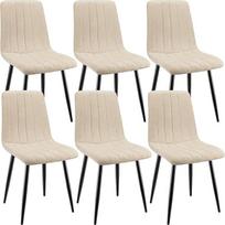 Valgomojo kėdės, 6 komplektas, virtuvės kėdės iš lininio audinio, minkštos kėdės su geležinėmis kojelėmis, miegamojo kėdė, makiažo kėdė, svetainės kėdės, smėlio spalvos