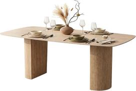 Valgomojo stalas su travertino keramikos stalviršiu [atsparus įbrėžimams ir lengvai prižiūrimas], modernus valgomojo stalas 180 x 90 cm, virtuvės stalas su karščiui atspariu paviršiumi, idealiai tinka svetainei ir valgomajam