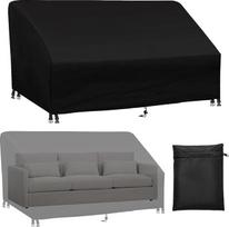 Vandeniui atsparus, UV spinduliams atsparus, sidabru dengtas 420D Oksfordo sodo baldų užvalkalas, sodo suolo užvalkalas (3-4 vietų, juodas, 200 x 93 x 88/64 cm)