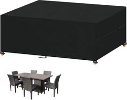 VANSHEIM Sodo baldų danga, atspari vandeniui, 220 x 110 x 75 cm, žiemai atsparus brezentas, sodo baldai, 420D Oksfordo audinio danga, sodo stalas, stačiakampio formos, apsauginė danga sodo stalui, sėdimųjų vietų komplektas