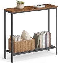 VASAGLE Konsolentisch, Flurtisch, Einteilige Tischplatte, einfache Montage, schmaler Sofatisch, für Flur, Schlafzimmer, Wohnzimmer, 2 Ebenen, 24 x 80 x 81,2 cm, vintagebraun-tintenschwarz LNT036KD01