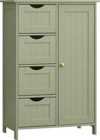 VASAGLE LHC041C02 Siaura vonios kambario spintelė Šoninė spintelė Komoda su 4 stalčiais Spintelės durys Reguliuojama lentyna 30 x 55 x 82 cm Laurel Green