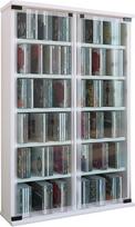 VCM DVD stovas "Galerie" 300 CD, medinis, baltas, 91,5x60x18 cm