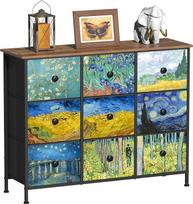 VEDECASA Komoda Van Gogh spintelė Sandėliavimo spintelė 9 stalčiai Audinys su rankenomis spintai Svetainė Vaikų kambarys Metalinis rėmas Medinis viršus Audinys Komoda