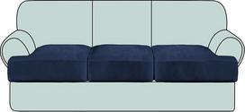 Velvet T pagalvėlių dangtelis 3 vnt. sofos Slipcovers pagalvėlių dangteliai 3 pagalvėlių sofai T formos pagalvėlių dangteliai sofos sėdynei (3, Navy)