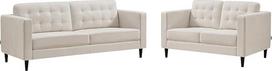 Vente-unique-3-Sitzer- und 2-Sitzer-Sofa - Stoff Beige - DIBALU