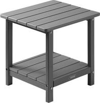 VEVOR plastikinis staliukas, 45 x 38 x 44 cm, sodo staliukas iš HDPE, balkono staliukas su 2 lentynomis, naktinis staliukas, kavos staliukas, dekoratyvinis staliukas, tinka terasai, baseinui, paplūdimiui, verandai, sodui, pilkas