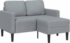 vidaXL 2 vietų sofa su šezlongu L formos šviesiai pilka 125 cm audinys 2 vietų sofa miegamajam Dviejų vietų sofa